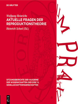 cover image of Aktuelle Fragen der Reproduktionstheorie